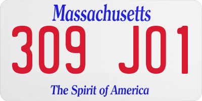 MA license plate 309JO1