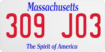 MA license plate 309JO3