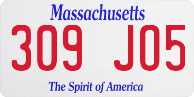 MA license plate 309JO5