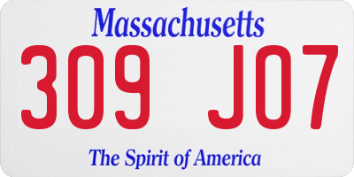 MA license plate 309JO7
