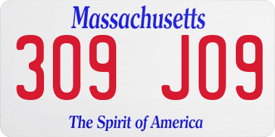 MA license plate 309JO9