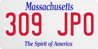 MA license plate 309JP0