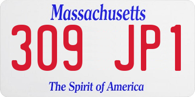 MA license plate 309JP1