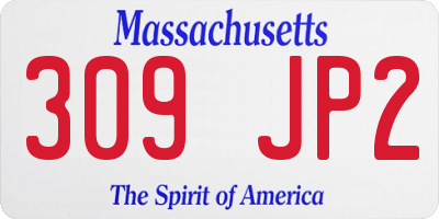 MA license plate 309JP2