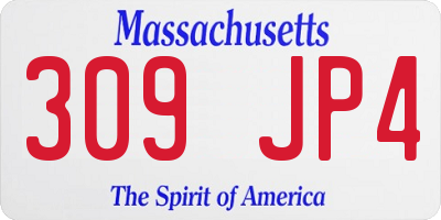 MA license plate 309JP4