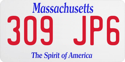 MA license plate 309JP6