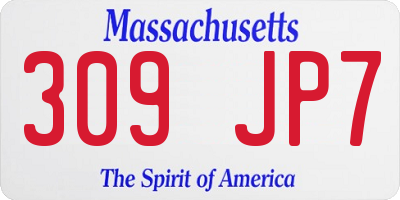 MA license plate 309JP7