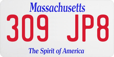 MA license plate 309JP8