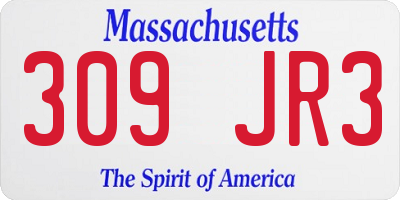 MA license plate 309JR3