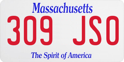 MA license plate 309JS0