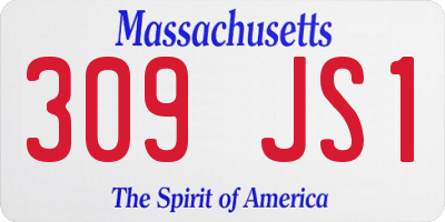 MA license plate 309JS1