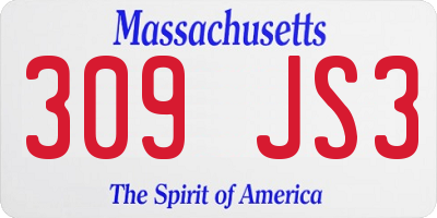MA license plate 309JS3