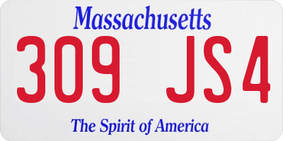 MA license plate 309JS4