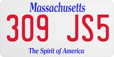 MA license plate 309JS5
