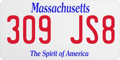 MA license plate 309JS8
