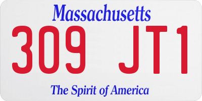 MA license plate 309JT1