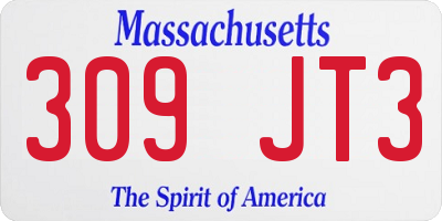MA license plate 309JT3