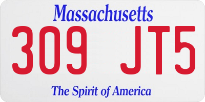 MA license plate 309JT5