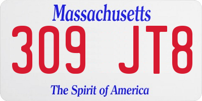 MA license plate 309JT8