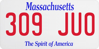 MA license plate 309JU0