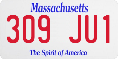MA license plate 309JU1