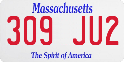 MA license plate 309JU2
