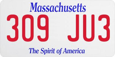 MA license plate 309JU3
