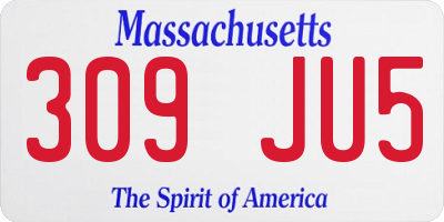 MA license plate 309JU5