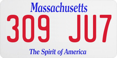 MA license plate 309JU7