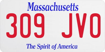MA license plate 309JV0