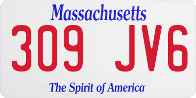 MA license plate 309JV6