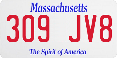 MA license plate 309JV8