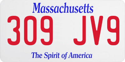 MA license plate 309JV9
