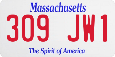 MA license plate 309JW1