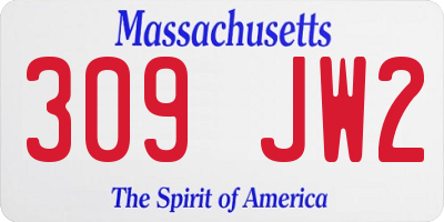 MA license plate 309JW2