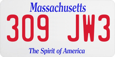MA license plate 309JW3