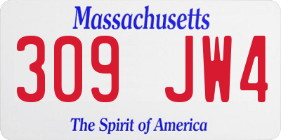 MA license plate 309JW4