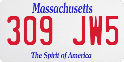 MA license plate 309JW5