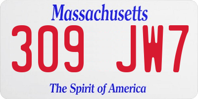 MA license plate 309JW7