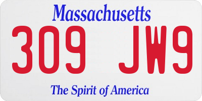 MA license plate 309JW9