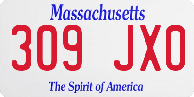 MA license plate 309JX0