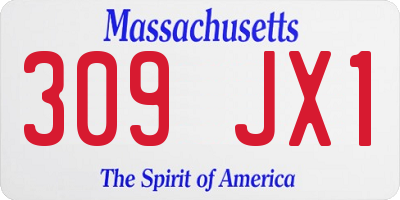 MA license plate 309JX1