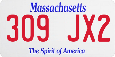MA license plate 309JX2