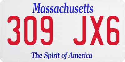 MA license plate 309JX6