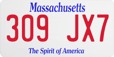 MA license plate 309JX7