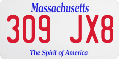 MA license plate 309JX8