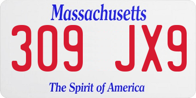 MA license plate 309JX9