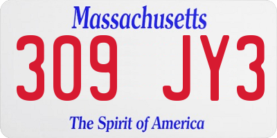 MA license plate 309JY3