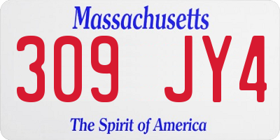 MA license plate 309JY4
