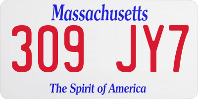MA license plate 309JY7